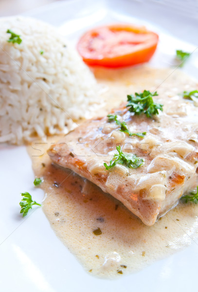 гриль лосося риса кухня блюдо томатный Сток-фото © ilolab