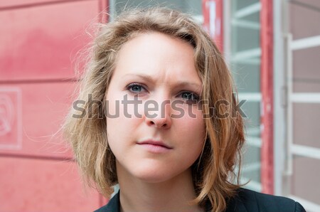 Stock photo: beautiful young attractive woman outdoors portrait of thinking w