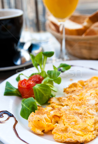 omelet with ham tomato and green salad Stock photo © ilolab