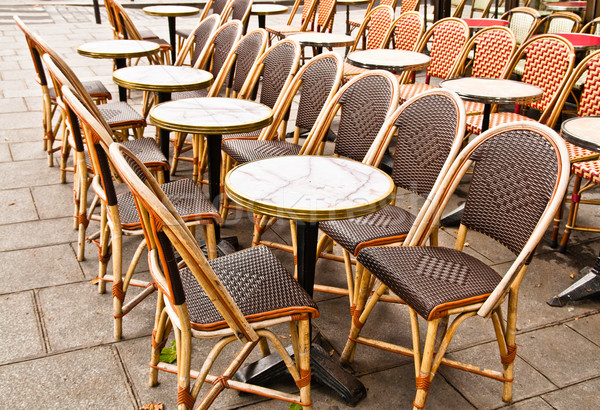 [[stock_photo]]: Vue · sur · la · rue · café · terrasse · vide · fête · restaurant