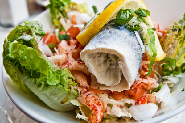 Fresh seafood salad with smoked salmon Stock photo © ilolab