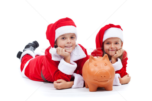 Stock foto: Glücklich · Kinder · Speichern · Weihnachten · präsentiert · Verlegung