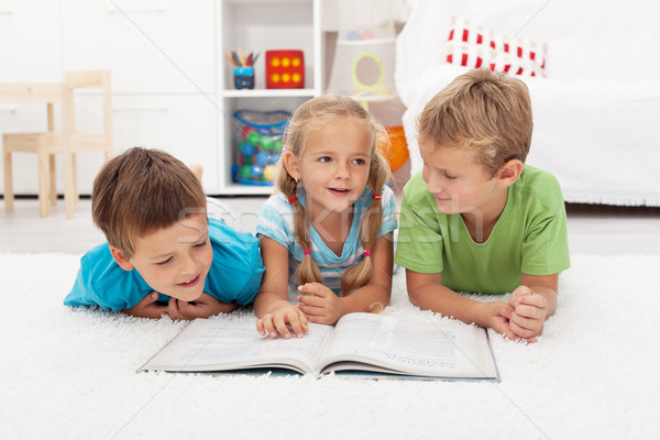 Kids practice reading and story telling Stock photo © ilona75