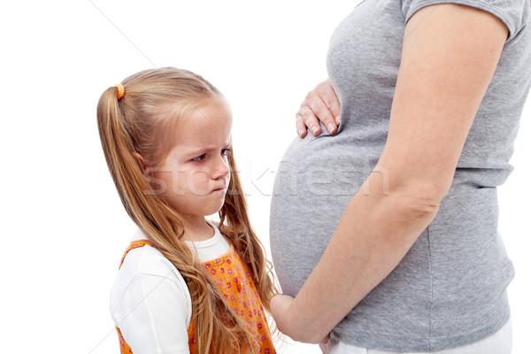 Stock foto: Nicht · Bruder · weinen · kleines · Mädchen · schwanger · Mutter