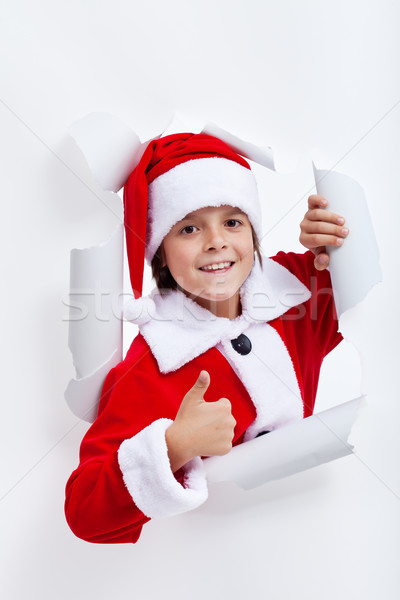 Happy boy opening christmas season Stock photo © ilona75