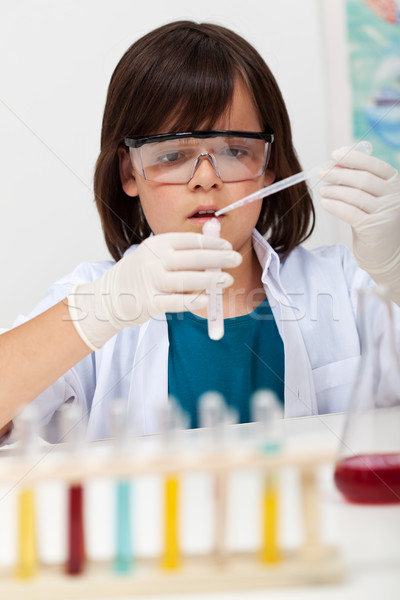Young student at the elementary chemistry science class Stock photo © ilona75