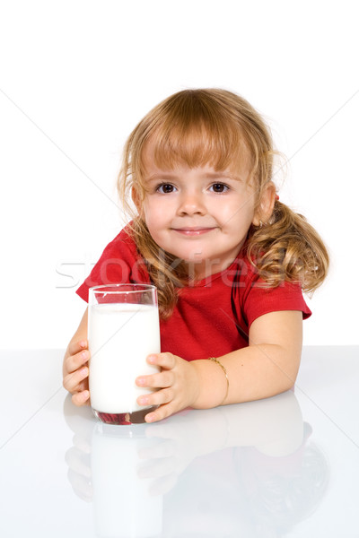 Happy girl with milk Stock photo © ilona75