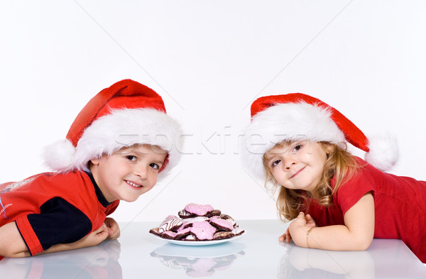Happy kids with christmas cookies Stock photo © ilona75