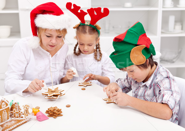 Stockfoto: Helpen · moeder · christmas · cookies · vrouw · kinderen