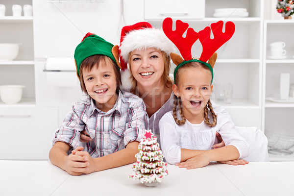 Afgewerkt gember brood kerstboom kinderen keuken Stockfoto © ilona75