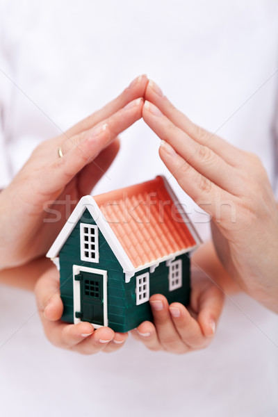 Védelmez otthon kicsi ház kéz épület Stock fotó © ilona75