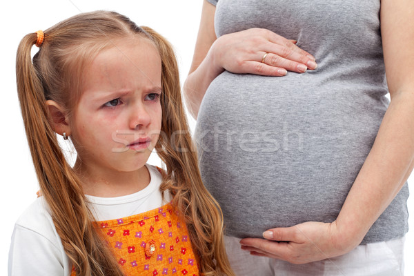 Zdjęcia stock: Mały · brat · płacz · dziewczynka · ciąży · matka