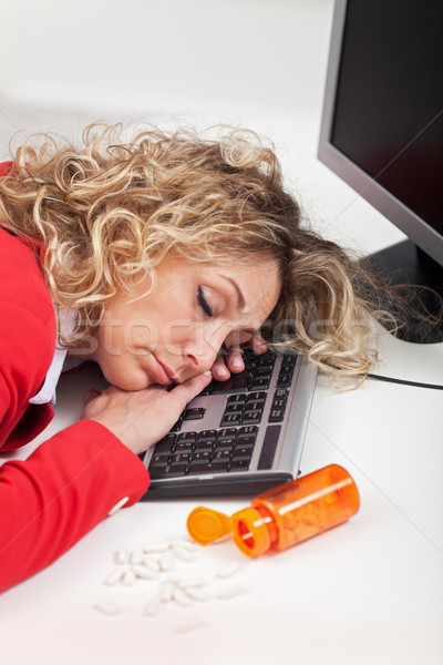 Exhausted woman asleep at work Stock photo © ilona75