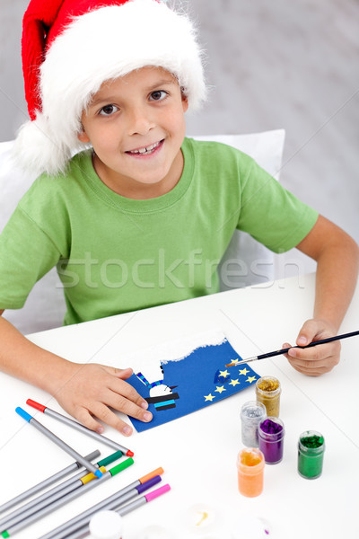 Boy making christmas card Stock photo © ilona75