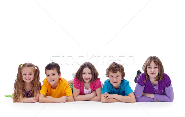 Fiatal gyerekek fektet padló gyermekkor barátság Stock fotó © ilona75