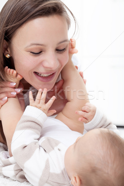 Anya játszik baba boldog nő mosoly Stock fotó © ilona75
