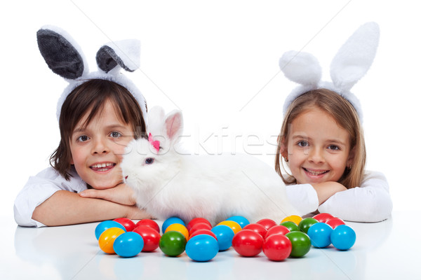 Happy kids at easter time Stock photo © ilona75
