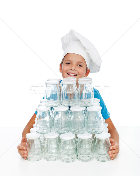 Happy kid preparing for autumn canning Stock photo © ilona75