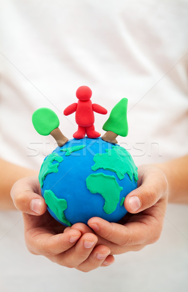 Ekoloji kil dünya dünya çocuk el Stok fotoğraf © ilona75