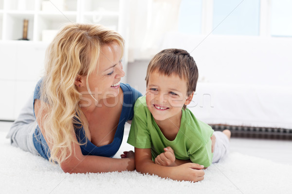 Happy morning - boy playing with mother Stock photo © ilona75