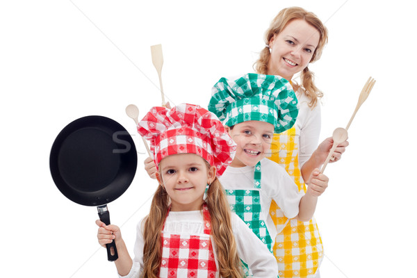 Heureux chefs famille permanent rangée [[stock_photo]] © ilona75