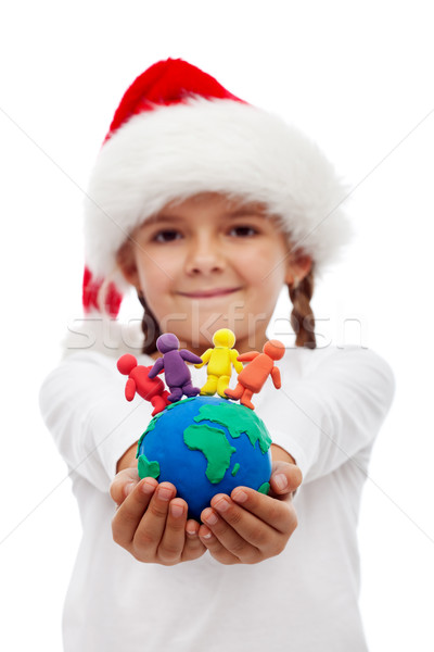 One world of happy people at christmas concept Stock photo © ilona75