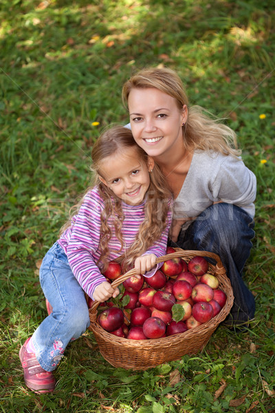 Apfel Ernte Zeit Herbst Frau kleines Mädchen Stock foto © ilona75