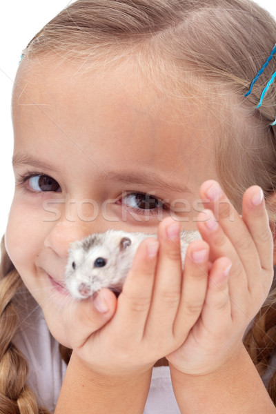 最好的 目前 小女孩 快樂 倉鼠 商業照片 © ilona75