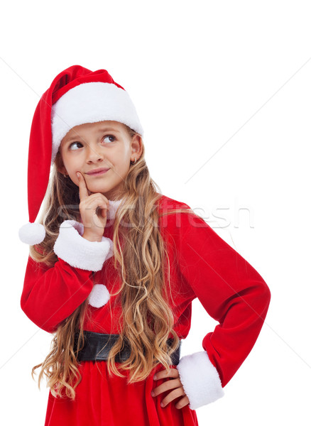 Pense fille Noël vacances dilemme isolé [[stock_photo]] © ilona75