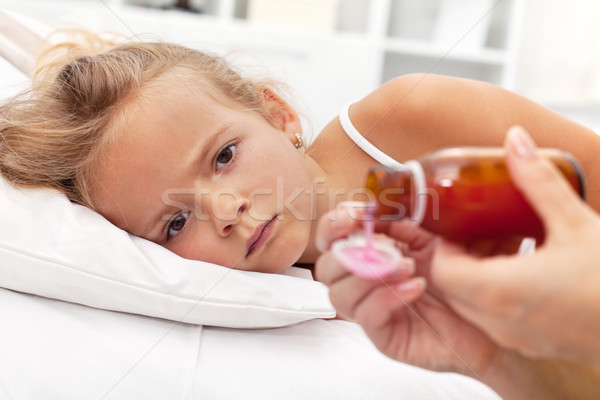 Sick little girl awaiting medication Stock photo © ilona75