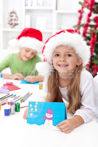Stockfoto: Kinderen · christmas · groet · kaarten · kinderen