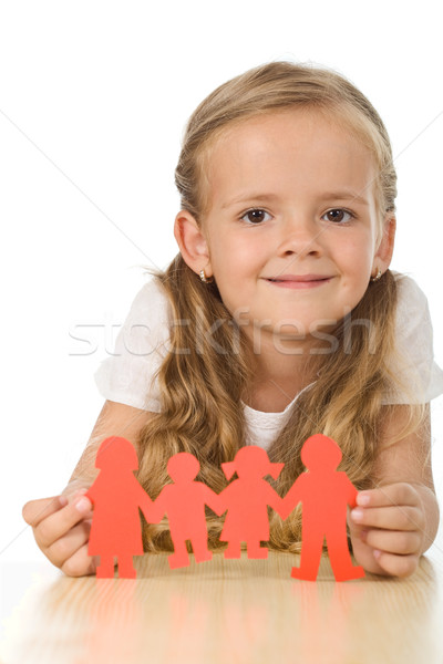 Little girl holding paper people - family concept Stock photo © ilona75