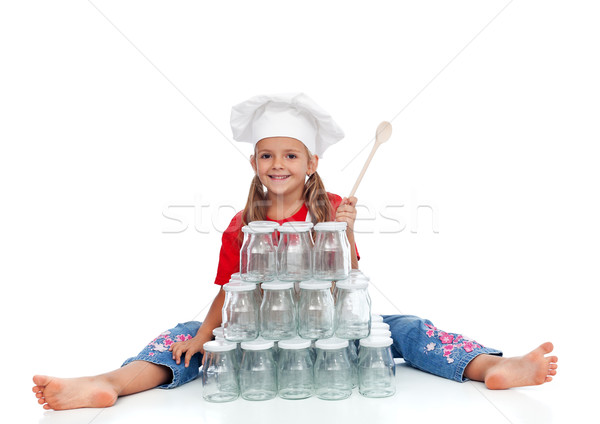 Little chef girl ready for the autumn canning Stock photo © ilona75
