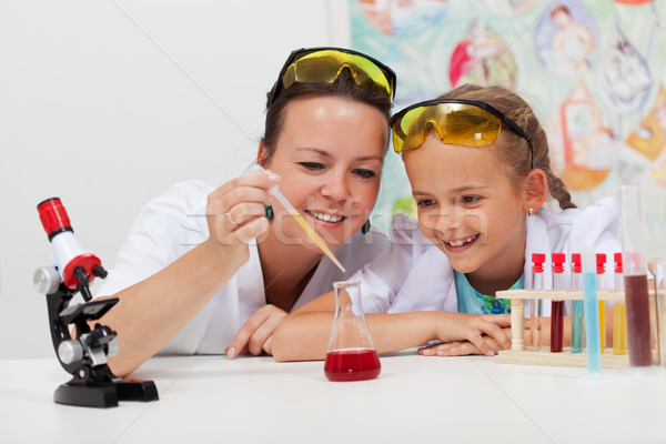 Young student and teacher in science class Stock photo © ilona75