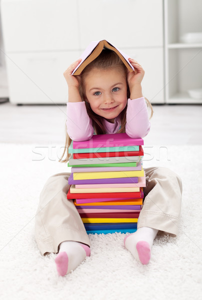 [[stock_photo]]: Petite · fille · livres · école · heureux · enfant