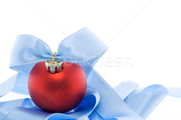 Red christmas decoration with soft blue ribbon Stock photo © ilona75