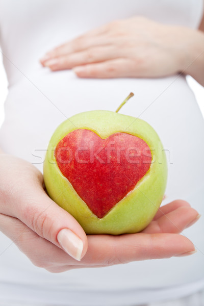 Stockfoto: Gezonde · voeding · zwangerschap · appel · hart · baby