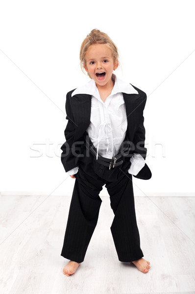 Foto stock: Extático · futuro · mujer · de · negocios · nina · madres · ropa