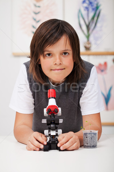 School boy in science class Stock photo © ilona75
