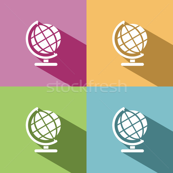 Globe icon with shade on colored background Stock photo © Imaagio