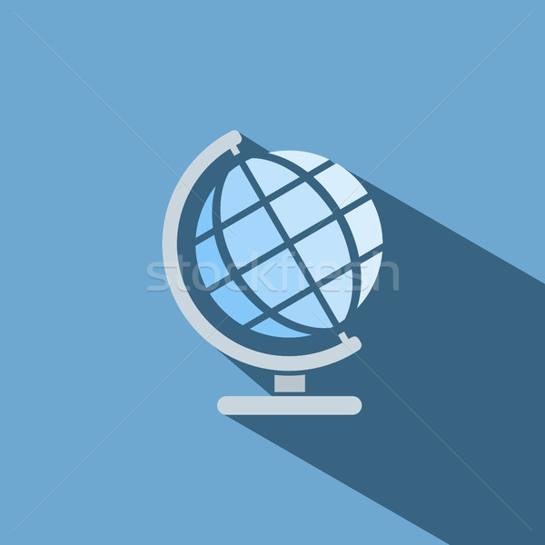 Globe icon with shade on blue background Stock photo © Imaagio