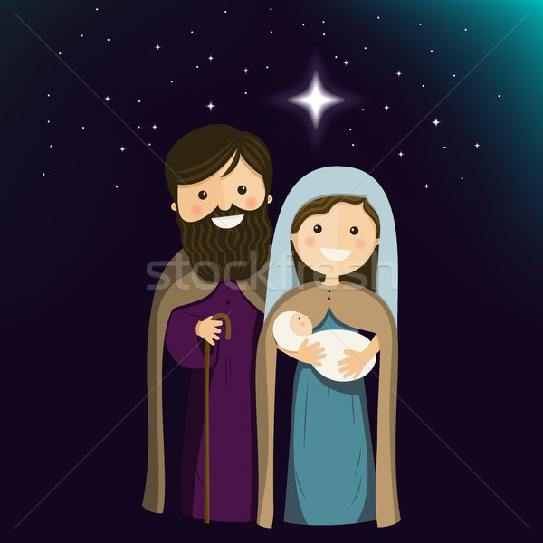 Holy family on Christmas Eve. Vector ilustration Stock photo © Imaagio