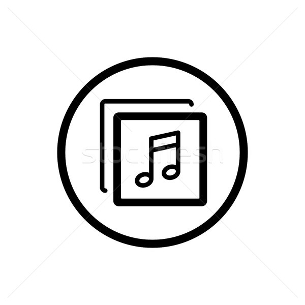 [[stock_photo]]: Musique · ligne · icône · blanche · clé · sonores