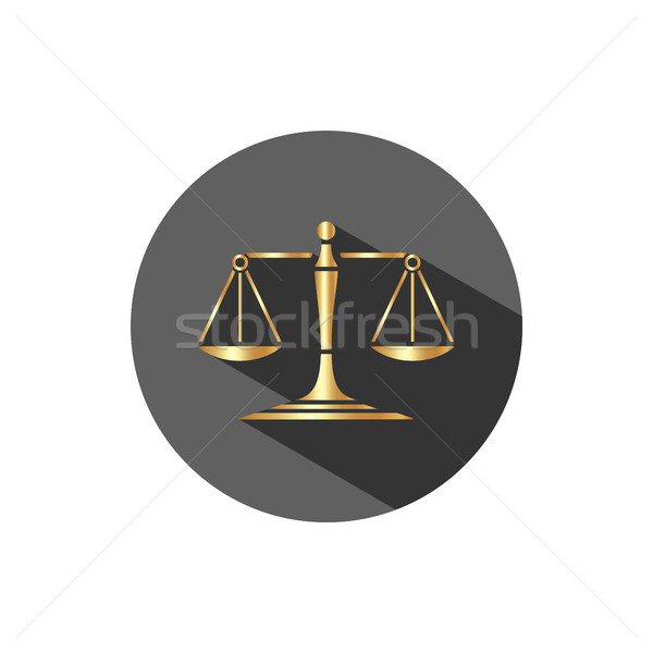 Golden scales of justice icon with shadow on a dark circle Stock photo © Imaagio
