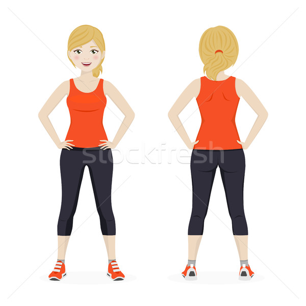 Blond vrouw spelen sport oranje sportkleding Stockfoto © Imaagio