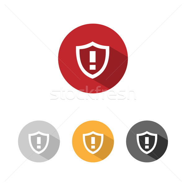 Warning shield icon with shade on colored buttons Stock photo © Imaagio
