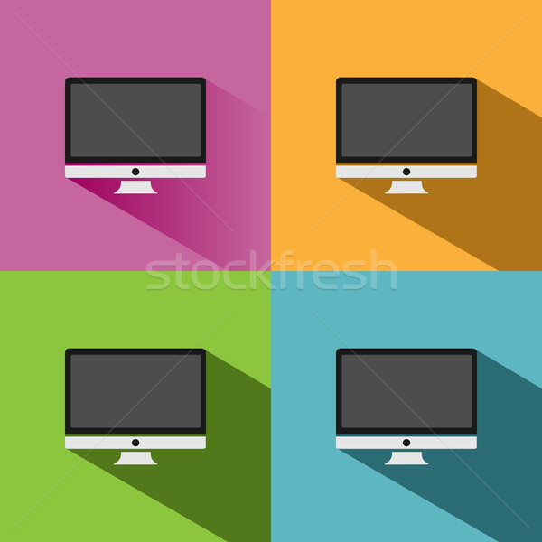 Computer icon cień kolorowy środowisk technologii monitor Zdjęcia stock © Imaagio