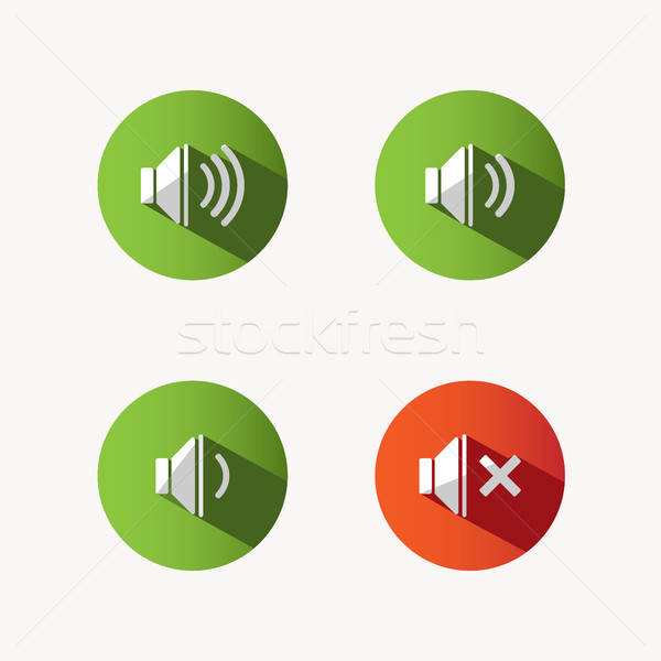 Sound icons with shade on colored circles and white background Stock photo © Imaagio