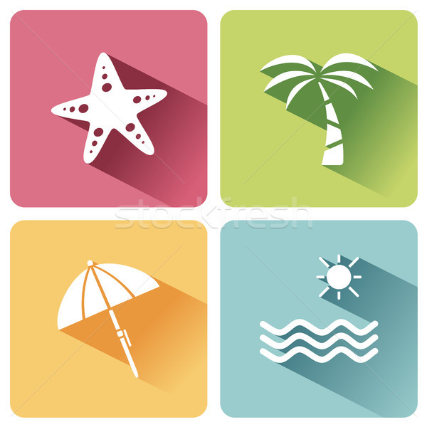 Four summer and tourism icons set with shade. First group Stock photo © Imaagio