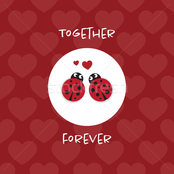 Insieme per sempre carta coccinelle cuori amore Foto d'archivio © Imaagio